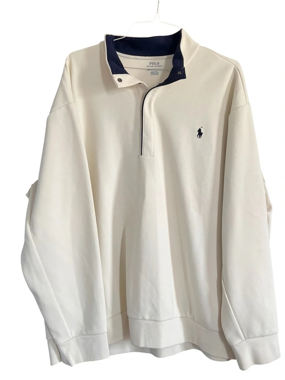 Polo Ralph Lauren Men’s Double Knit Quarter Snap Pullover Cream size 2XB